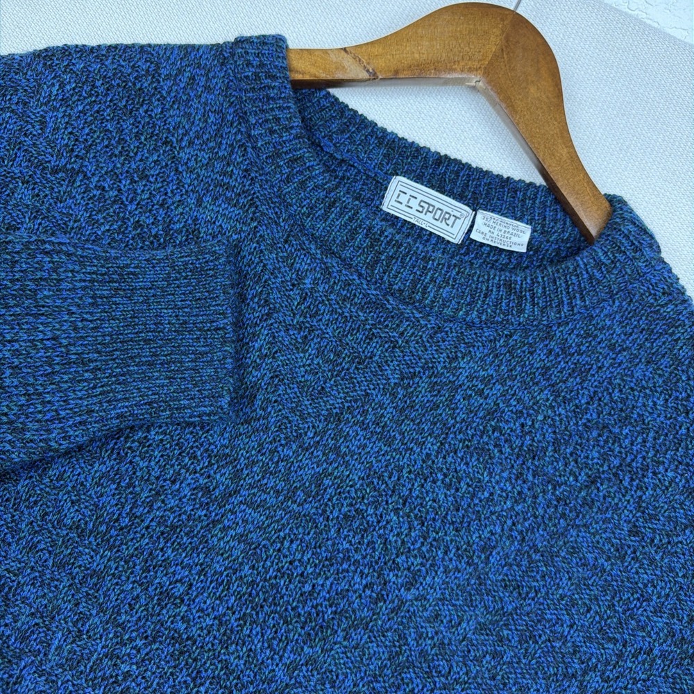 VTG CC SPORT Marled Crewneck Sweater Mens L-Tall Chevron-Style Front Wool Blend - Picture 12 of 14